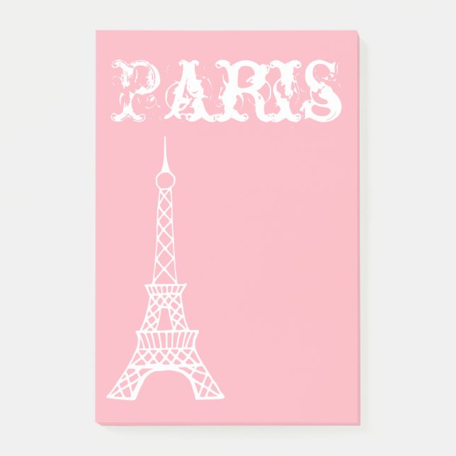 Girl's Pink Paris Post It Notes Geschenk Post-it Klebezettel (Vorderseite)