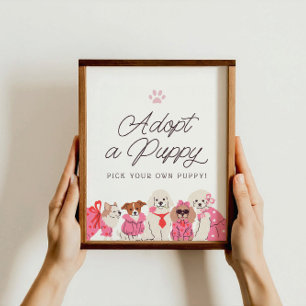 Girls Pink Puppy Birthday Adoptier ein Welpenzeich Poster