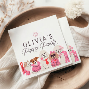 Girls Pink Puppy Pawty Geburtstag Serviette