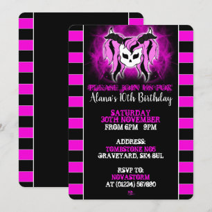 Girls Pink Skull Einladungen zum Geburtstag