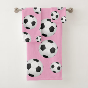 Girl's Pink Soccer Ball Handtuch Badhandtuch Set