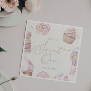 Girls' Pink Sweet One Candy Ice Creme 1. Geburtsta Serviette