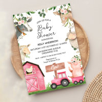 Girls Pink Traktor Barn Farm Baby Dusche