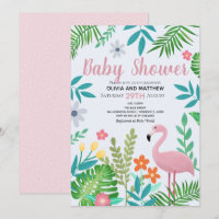 Girls Pink Tropical Jungle Flamingo Baby Dusche