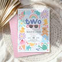 Girls Pink Two Cool Summer Splash Second Birthday