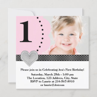 Girls Pink und Black Birthday Party Einladung