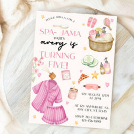 Girls Pink Wellness-Center-Jama Sleepover Einladun Einladung