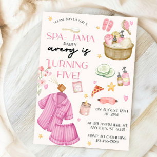 Girls Pink Wellness-Center-Jama Sleepover Einladun Einladung