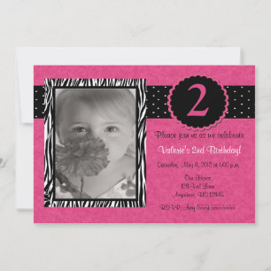 Girls Pink Zebra Personalisiert zum Geburtstag Ein Einladung