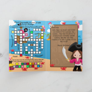 Girls Pirate Captain Secret Message Happy Birthday Karte