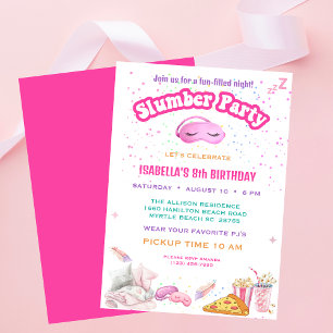 Girls PJ Slumber 8. Geburtstag Sleepover Party Einladung