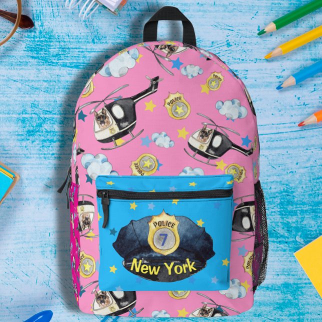 Girls Police Hat and K-9 Unit Print Cut Sew Bag Bedruckter Rucksack (Von Creator hochgeladen)