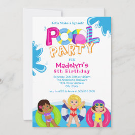 Girls Pool Party 8. Geburtstag Einladung