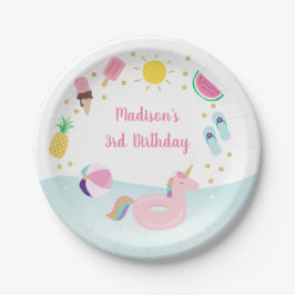 Girls Pool Party Ice Creme Pappteller