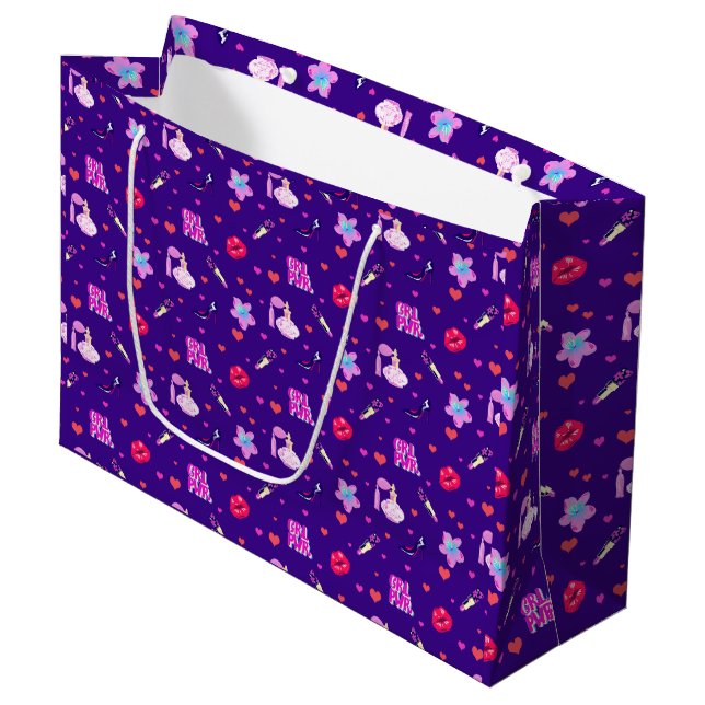 Girls-Power Große Geschenktüte (Vorderseite Schrägansicht)