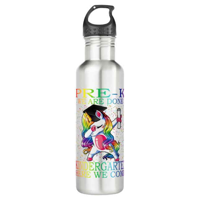 Girls Pre-K Abschluss Magical Unicorn Geschenk Edelstahlflasche (Vorderseite)