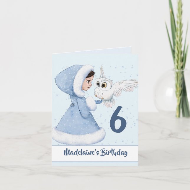 Girls Princess Birthday Owl Wintercard Einladung (Vorderseite)