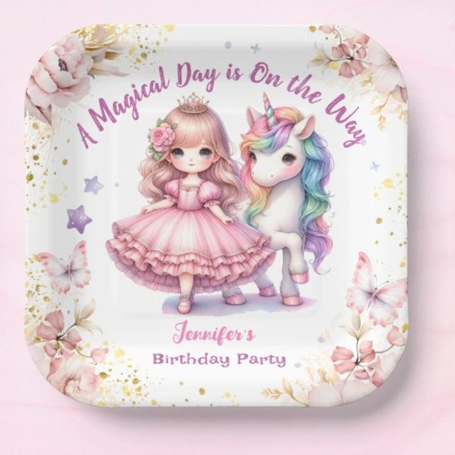 Girls Princess Unicorn Birthday Party Paper Teller (Von Creator hochgeladen)