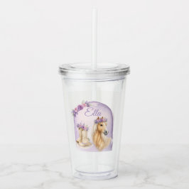 Girls Purple Floral Horse Acryltrinkbecher
