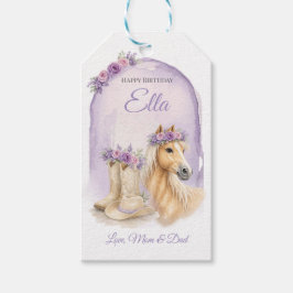 Girls Purple Floral Horse Birthday Geschenkanhänger