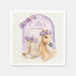 Girls Purple Floral Horse Birthday Napkins Serviette
