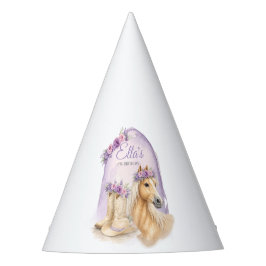 Girls Purple Floral Horse Birthday Party Hats Partyhütchen