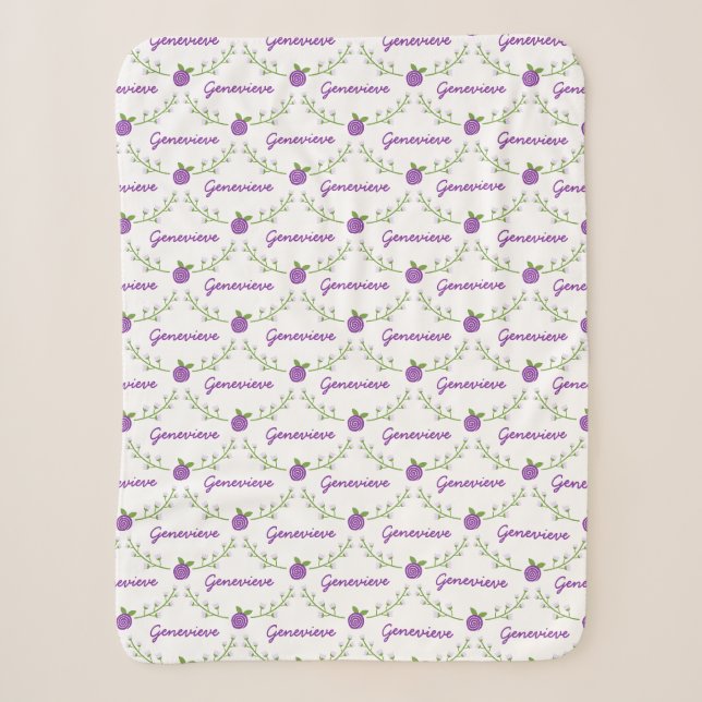 Girls Purple Floral Name Blanket Sherpadecke (Vorderseite)