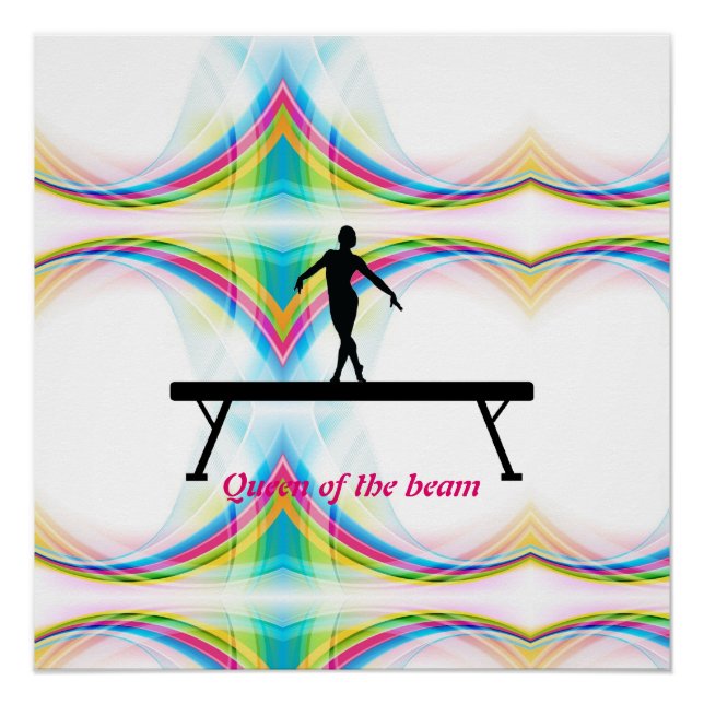 Girls "Queen of the beam" Gymnastik Glossy Poster (Vorderseite)