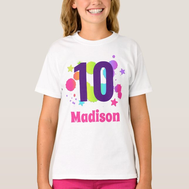 Girls Rainbow Glow Birthday Party Age Shirt (Vorderseite)