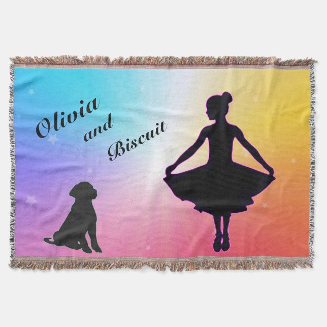 Girls Rainbow Stars Tänzer und Dog Throw Blanket Decke (Vorderseite)