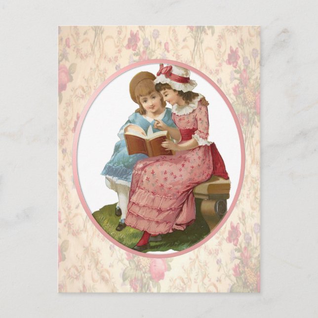 Girls Reading Postkarte (Vorderseite)