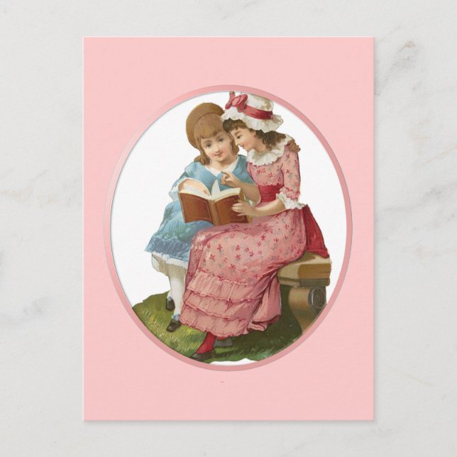 Girls Reading Postkarte (Vorderseite)