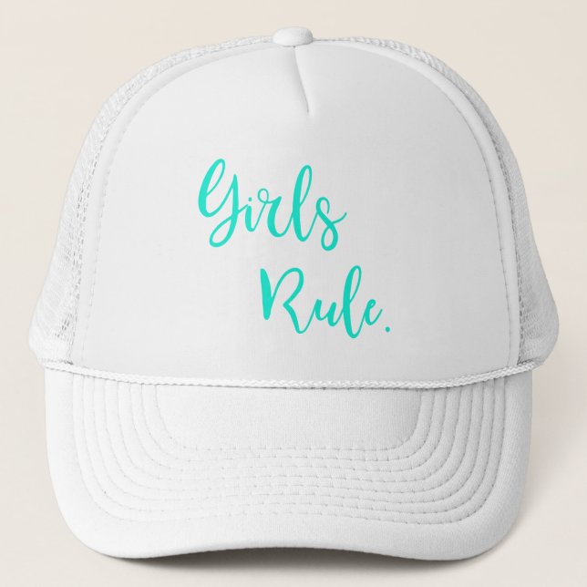 Girls Regel Inspirationsgrüner Text Weiß Truckerkappe (Vorderseite)