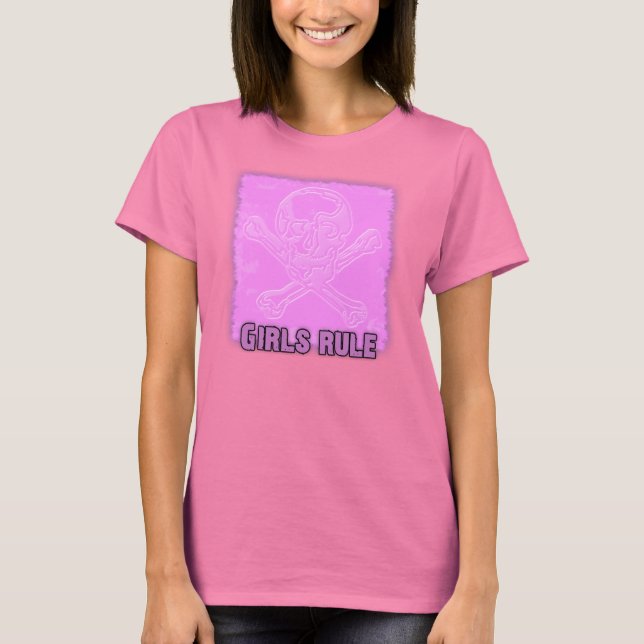 Girls regieren Skull & Cross Bones T-Shirt (Vorderseite)