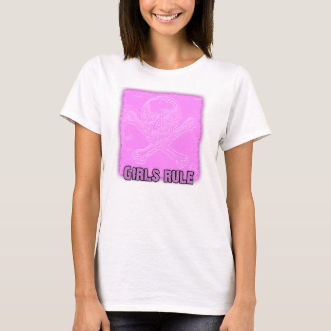 Girls regieren Skull & Cross Bones T-Shirt (Vorderseite)