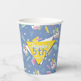 Girls Retro Lila Unicorn Geburtstag Pappbecher