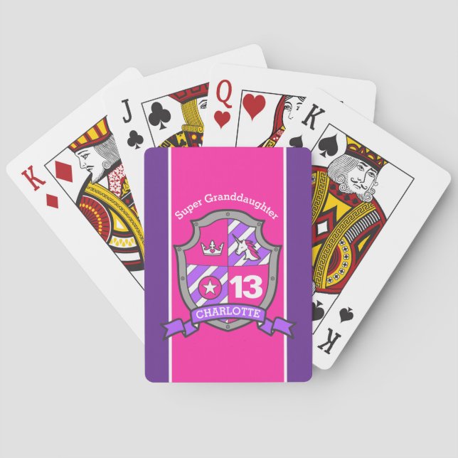 Girls Ritter Schild Einhorn benutzerdefinierte Nac Spielkarten (Rückseite)