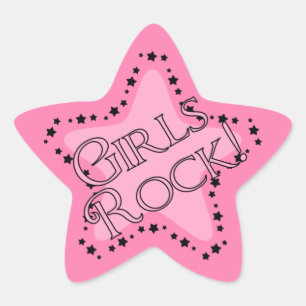 Girls Rock Pink Star Stern-Aufkleber