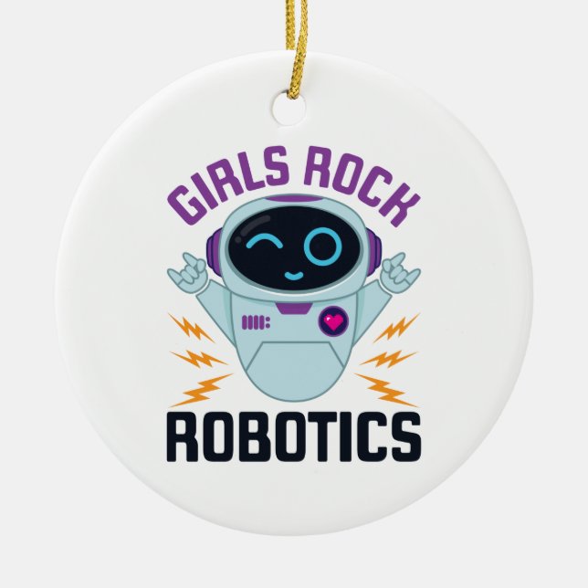 Girls Rock Robotics Niedlich Robot Team Women Keramik Ornament (Vorne)