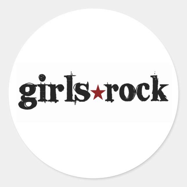 Girls Rock Runder Aufkleber (Vorderseite)