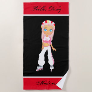 Girls Roller Derby Personalisiert Beach Handtuch