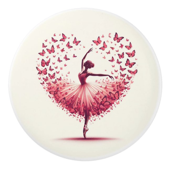 Girls Room Ballerina Rosa und Weiß Keramikknauf (Vorderseite)