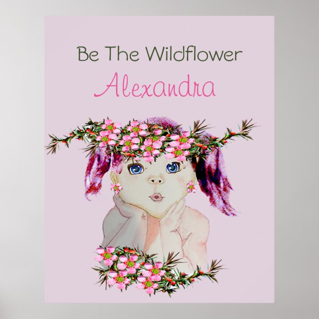 Girls Room Custom Floral Pink Purple Wildflower Poster (Vorne)