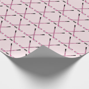 Girls rosa Crossed Hockey Sticks und Puck Geschenkpapier