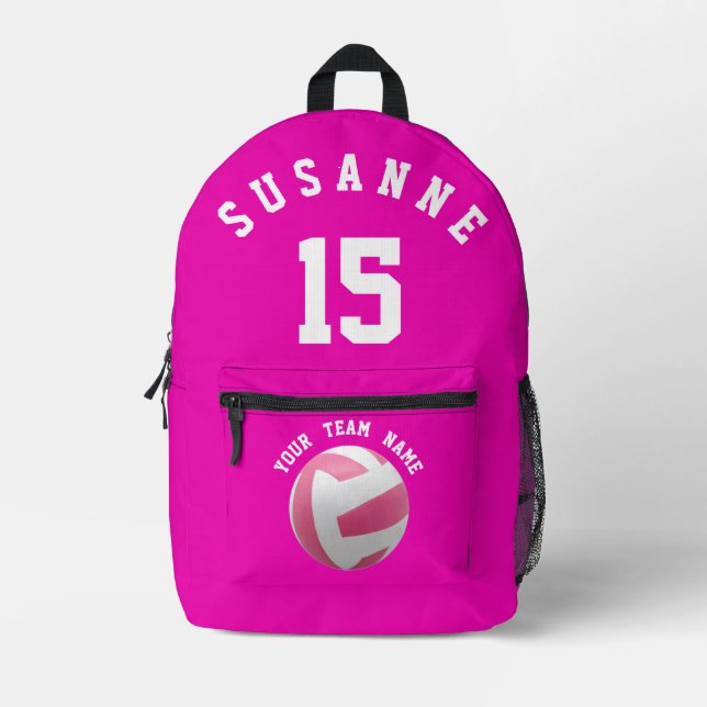 Girls Rose Volleyball Fuchsia Moderne Bedruckter Rucksack (Vorderseite)