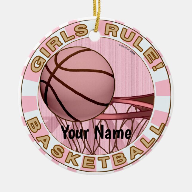 Girls Rule Basketball Keramik Ornament (Vorne)