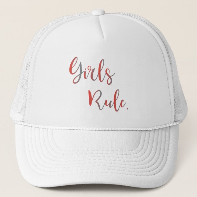 Girls Rule Inspirational Typografy Cool Truckerkappe (Vorderseite)
