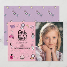 Girls Rule Makeup Wellness-Center Slumber Pink Fot Einladung