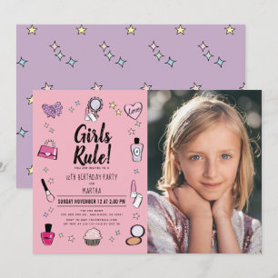 Girls Rule Makeup Wellness-Center Slumber Pink Fot Einladung