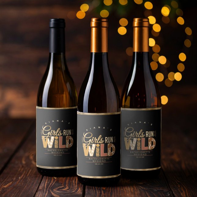 Girls Run Wild Safari Bachelorette ID1148 Weinetikett (Von Creator hochgeladen)